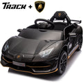 Track 7 12V Licensed Lamborghini Aventador Xago Ride on Car with Remote Control, Hydraulic Door, Bluetooth MP3/USB, LED Lights, Early Education, Electric Sports Car for Boys Girls Age 2+, Black
