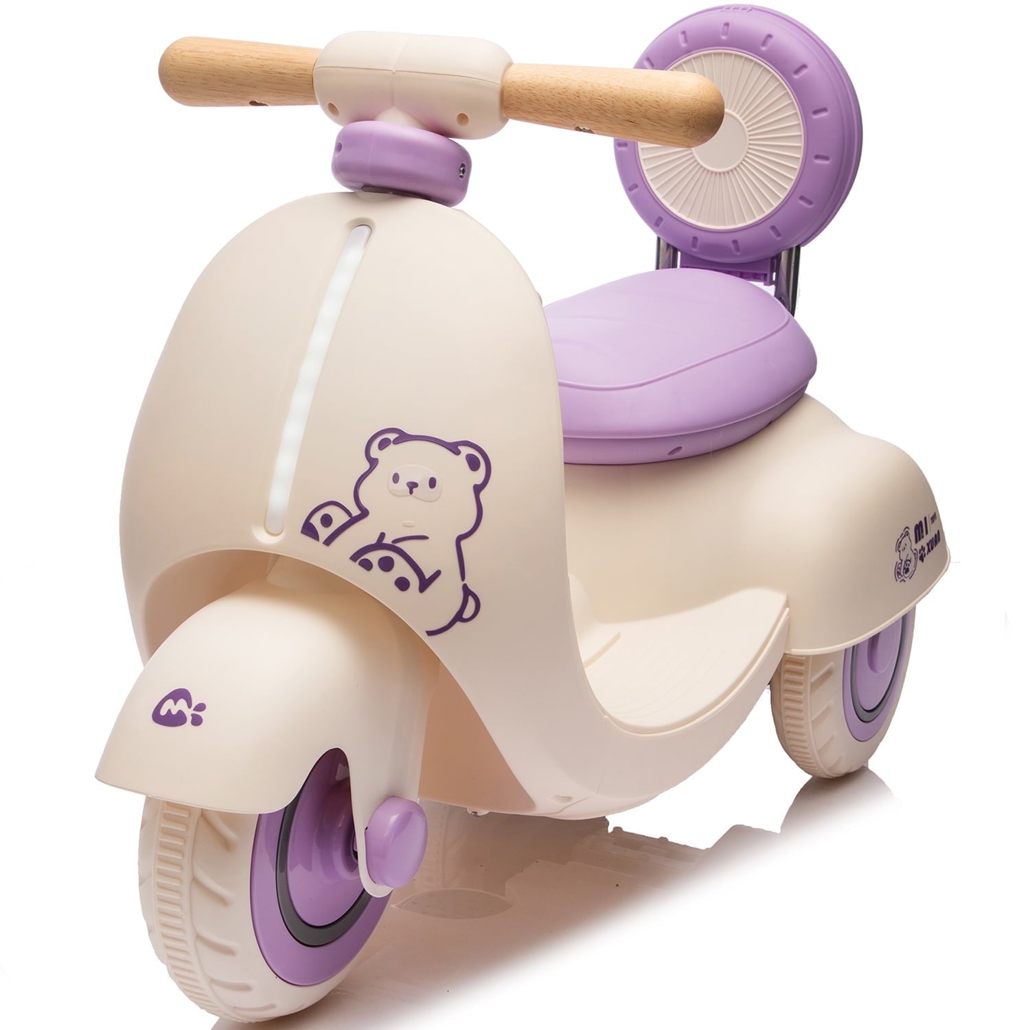 Track Seven 12V Ride on Motorcycle, 3-Wheel Toddler Electrc Scooter with Remote Control, Bluetooth, Wide Seat, Wooden Handle, Slow Start, Electric Motorycle for Boys Girls Aged 1-3 Years, Pink