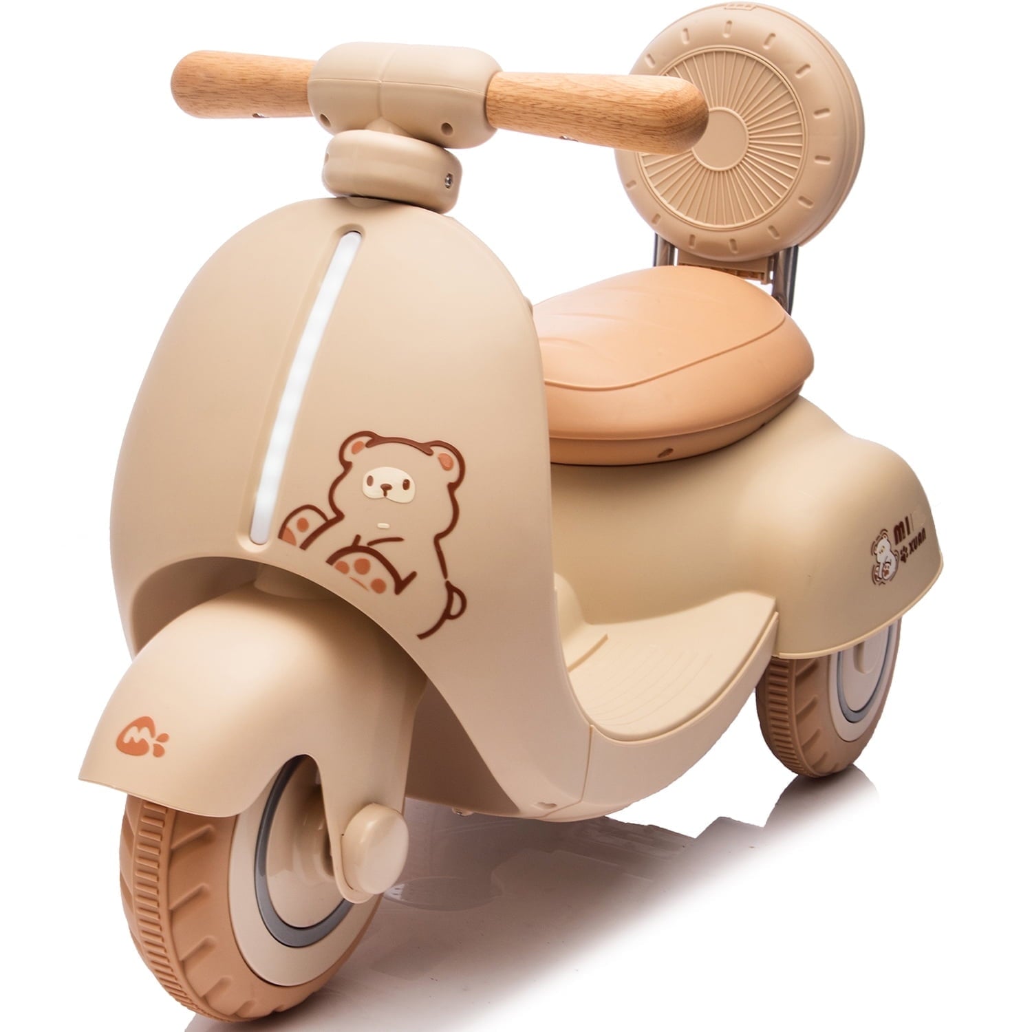 Track Seven 12V Ride on Motorcycle, 3-Wheel Toddler Electrc Scooter with Remote Control, Bluetooth, Wide Seat, Wooden Handle, Slow Start, Electric Motorycle for Boys Girls Aged 1-3 Years, Pink