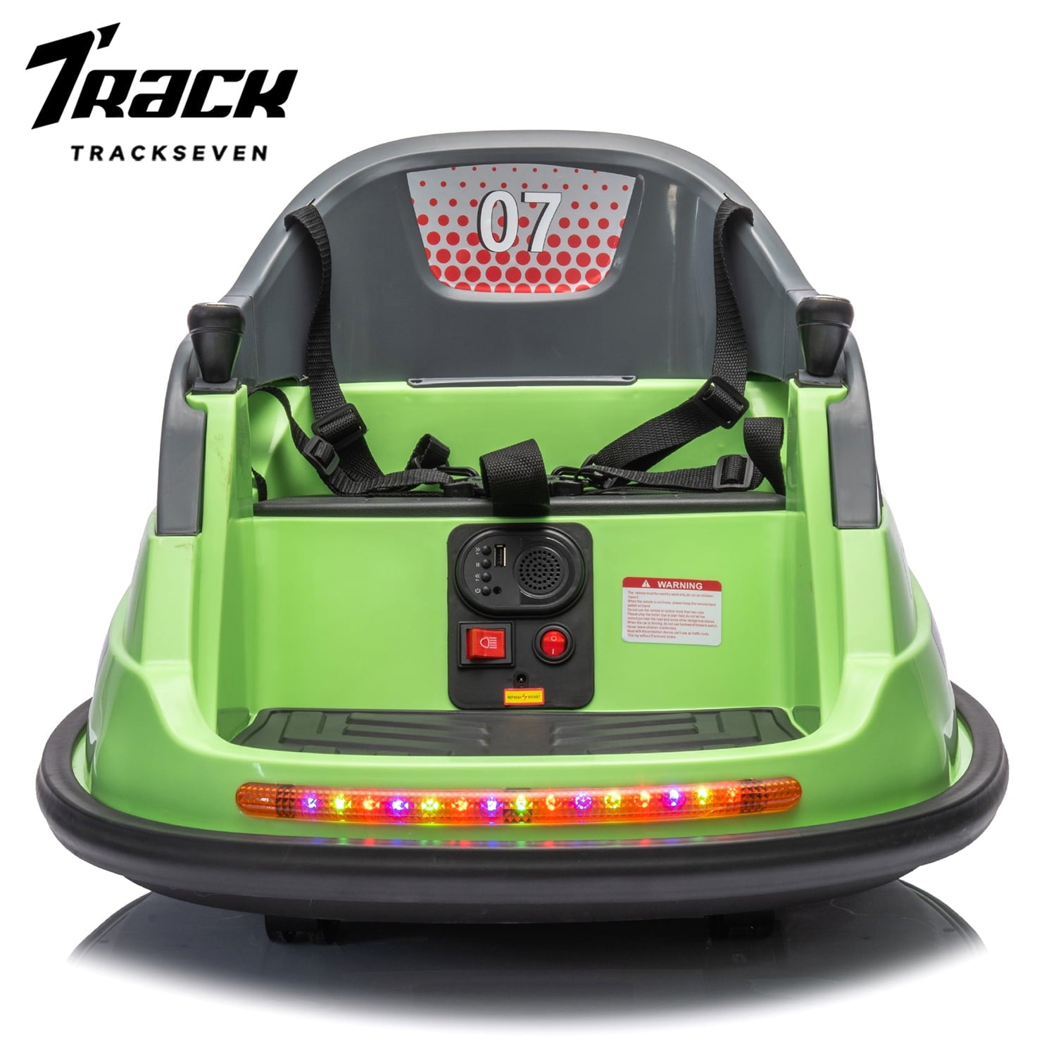 Track 7 12V Ride on Bumper Car, Electric Bumper Car for Kids Toddlers Age 1.5-5 Years, Ride on Car with Remote Control, Bluetooth, LED Lights, 360°Spin, Blue