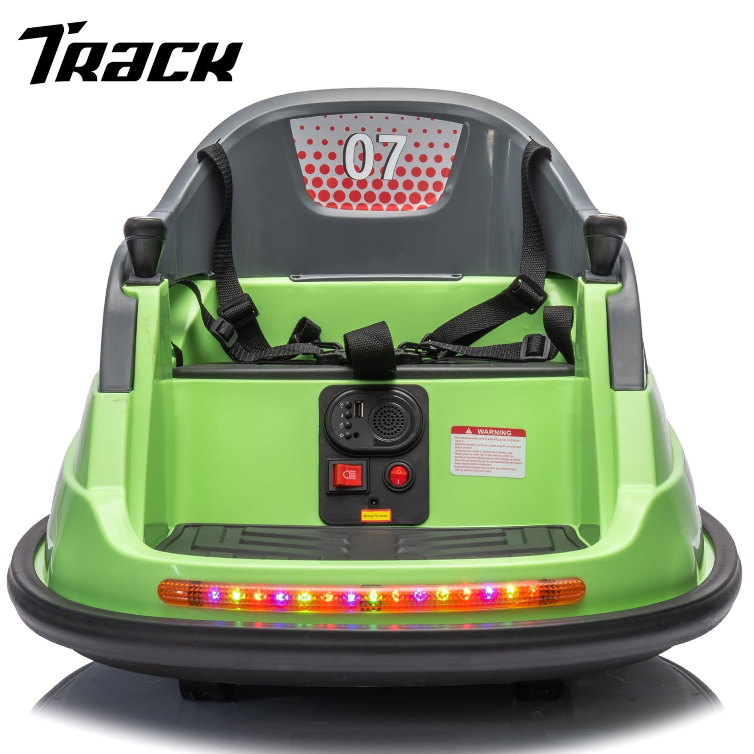 Track 7 12V Ride on Bumper Car, Electric Bumper Car for Kids Toddlers Age 1.5-5 Years, Ride on Car with Remote Control, Bluetooth, LED Lights, 360°Spin, Blue