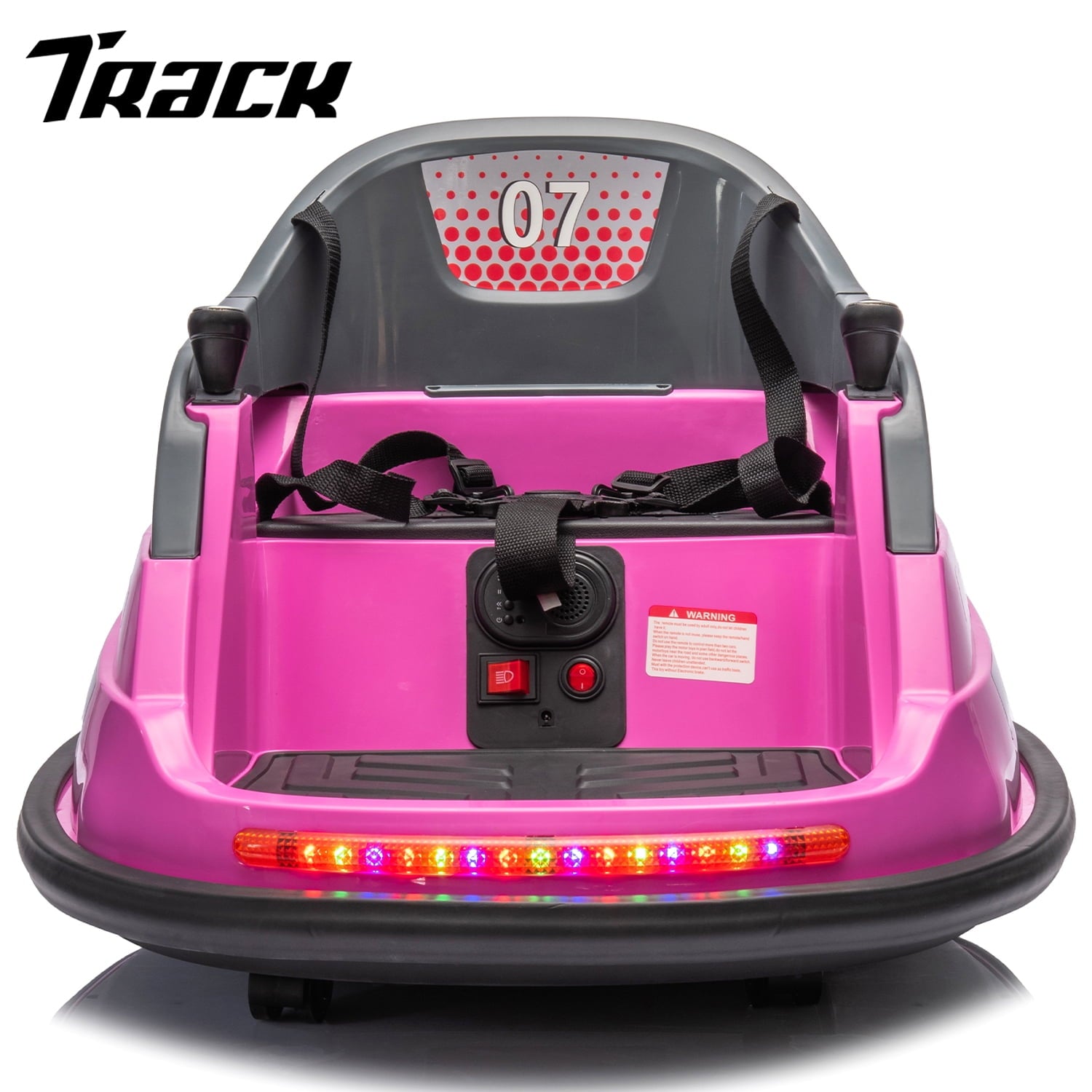 Track 7 12V Ride on Bumper Car, Electric Bumper Car for Kids Toddlers Age 1.5-5 Years, Ride on Car with Remote Control, Bluetooth, LED Lights, 360°Spin, Blue