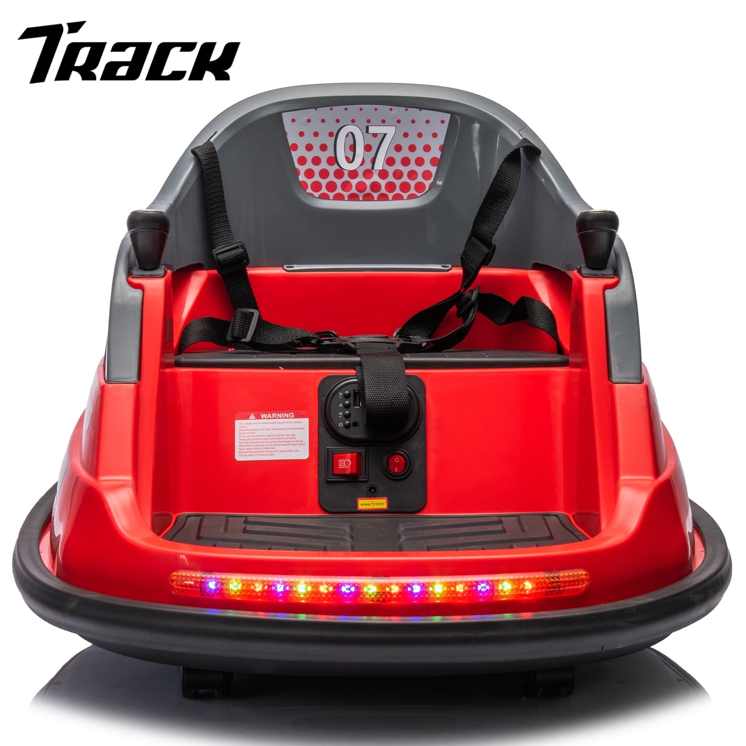 Track 7 12V Ride on Bumper Car, Electric Bumper Car for Kids Toddlers Age 1.5-5 Years, Ride on Car with Remote Control, Bluetooth, LED Lights, 360°Spin, Blue