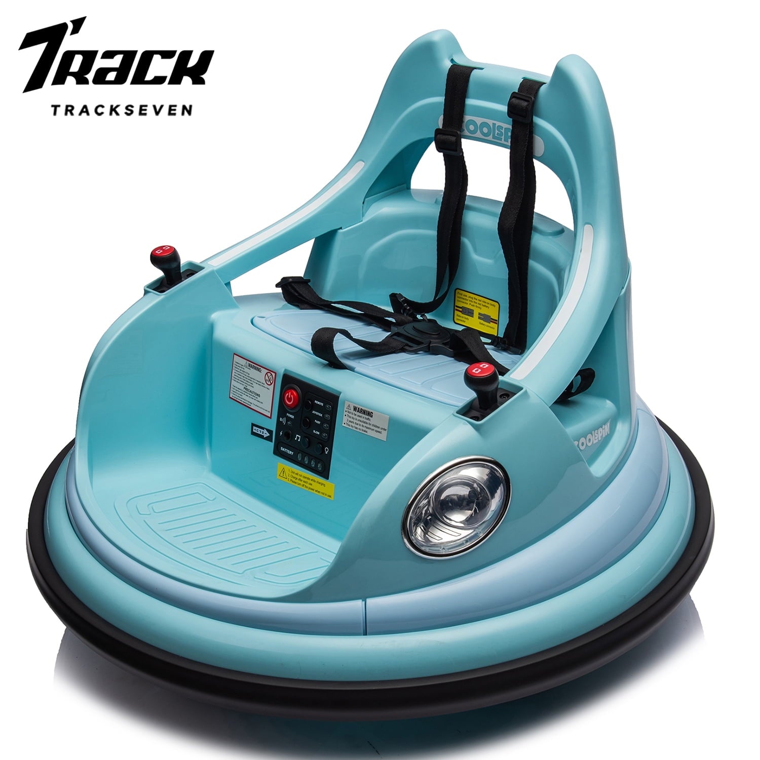 Track 7 12V Ride on Bumper Car, Electric Bumper Car for Kids & Toddlers, Remote Control, 2 Speed, Bluetooth, Music, 5 Lighting Mode, 360°Spin, Max 3.1mph, Purple
