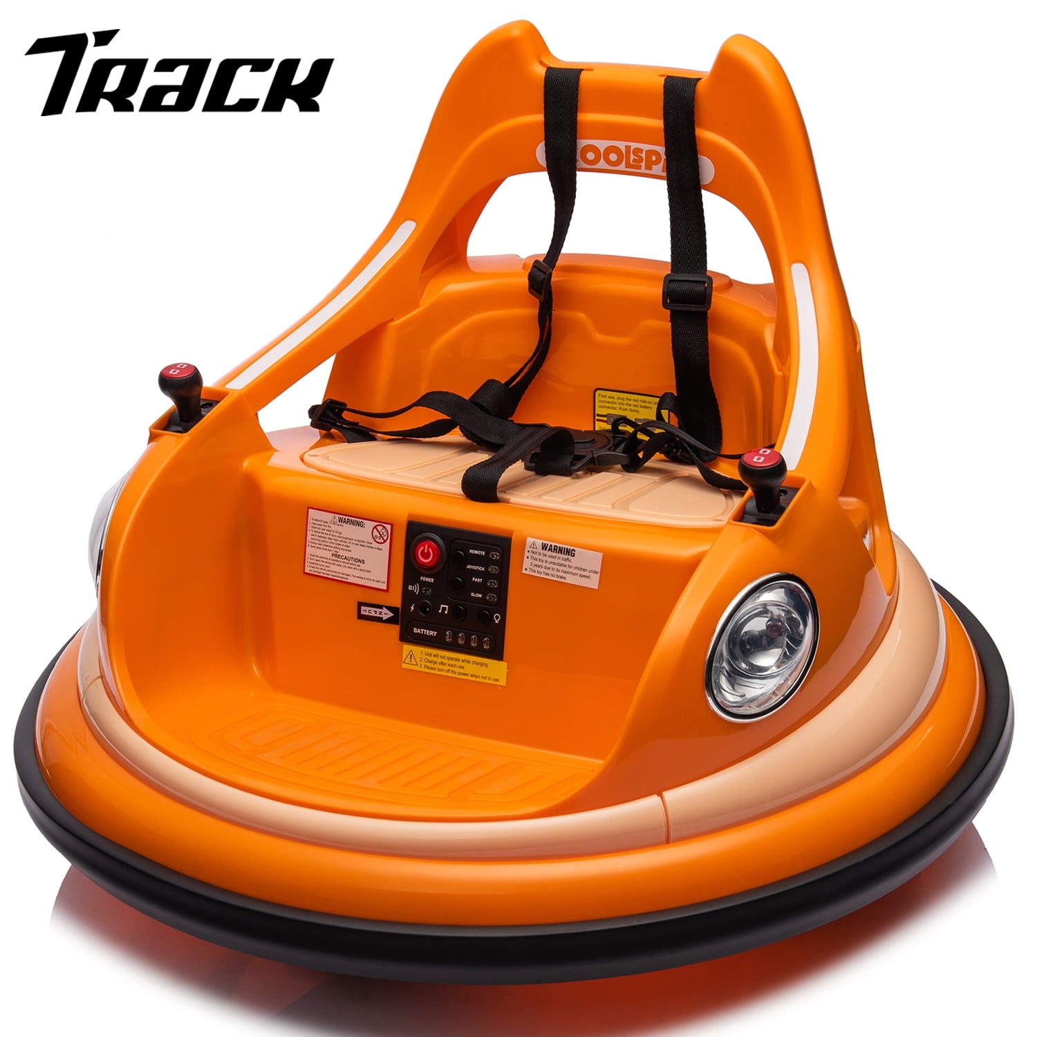 Track 7 12V Ride on Bumper Car, Electric Bumper Car for Kids & Toddlers, Remote Control, 2 Speed, Bluetooth, Music, 5 Lighting Mode, 360°Spin, Max 3.1mph, Blue