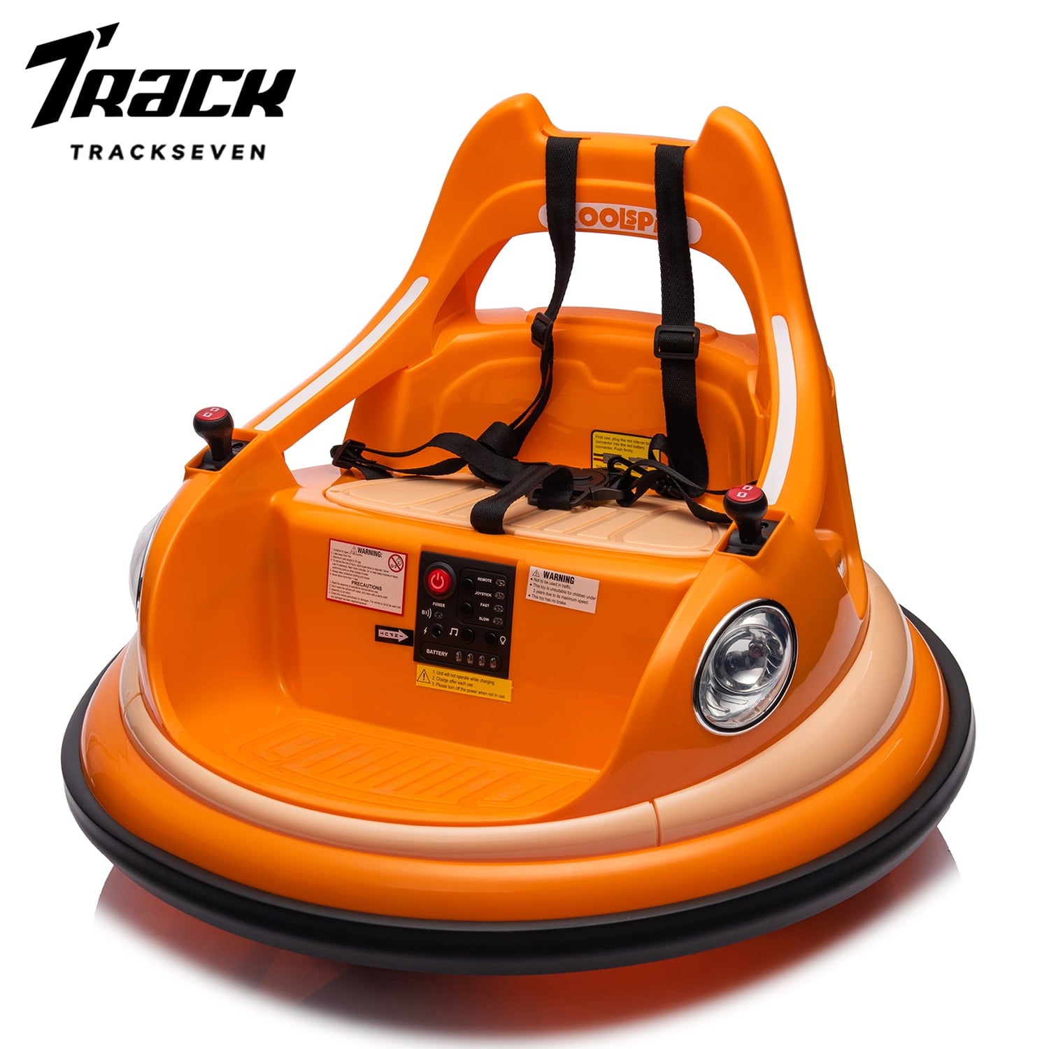 Track 7 12V Ride on Bumper Car, Electric Bumper Car for Kids & Toddlers, Remote Control, 2 Speed, Bluetooth, Music, 5 Lighting Mode, 360°Spin, Max 3.1mph, Purple