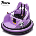 Track 7 12V Ride on Bumper Car, Electric Bumper Car for Kids & Toddlers, Remote Control, 2 Speed, Bluetooth, Music, 5 Lighting Mode, 360°Spin, Max 3.1mph, Purple