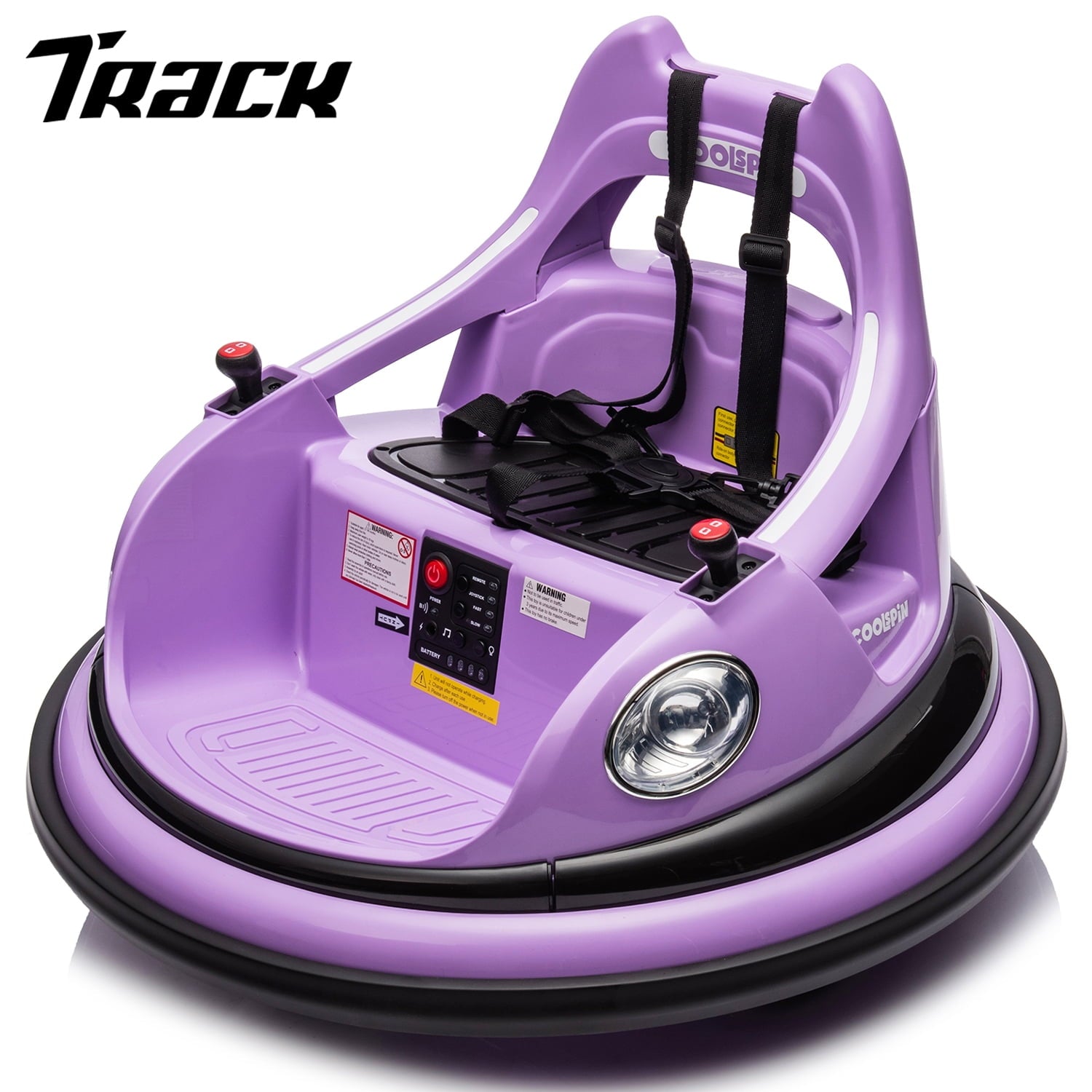 Track 7 12V Ride on Bumper Car, Electric Bumper Car for Kids & Toddlers, Remote Control, 2 Speed, Bluetooth, Music, 5 Lighting Mode, 360°Spin, Max 3.1mph, Blue