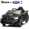 Track 7 12V Ride on Car, Licensed Ford Mustang Shelby GT500 Ride on Car with Remote Control, LED Lights, Music & Bluetooth, Electric Car for Boys Gilrs Age3+， Black