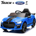 Track 7 12V Ride on Car, Licensed Ford Mustang Shelby GT500 Ride on Car with Remote Control, LED Lights, Music & Bluetooth, Electric Car for Boys Gilrs Age3+, Blue