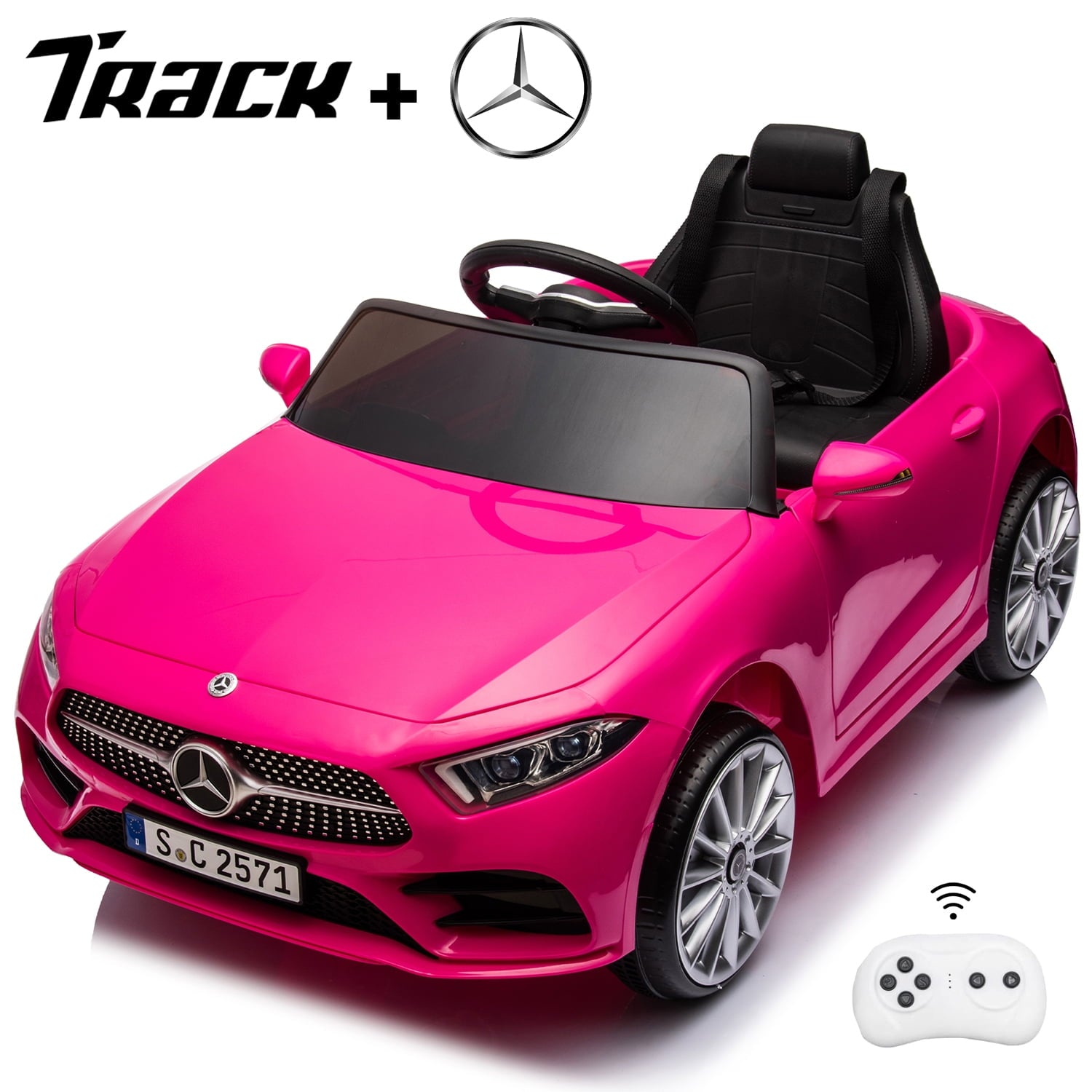 Track 7 12V Ride on Car, Licensed Mercedes-Benz CLS 350 Electric Car for Kids, Ride on Car with Remote Control, Music, Power Display, LED Lights, MP3, Kids Car for Age 3+, White