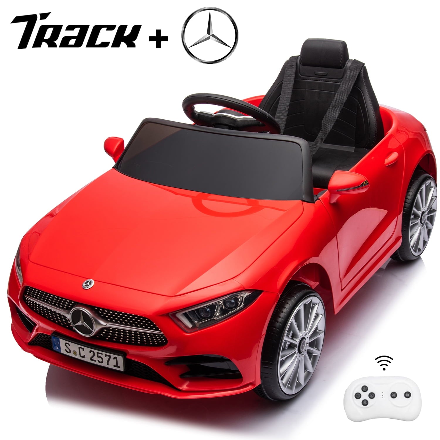 Track 7 12V Ride on Car, Licensed Mercedes-Benz CLS 350 Electric Car for Kids, Ride on Car with Remote Control, Music, Power Display, LED Lights, MP3, Kids Car for Age 3+, White