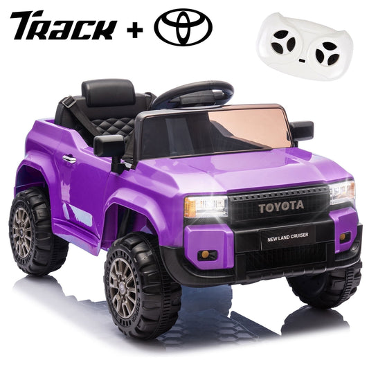 Track Seven 12V Ride on Car, Licensed Toyota LC250 Ride on Truck for Kids, Electric Car with Remote Control, Power Display, Music, Bluetooth, 12V Ride on Toy Car for Boys Girls Age 2+, Purple