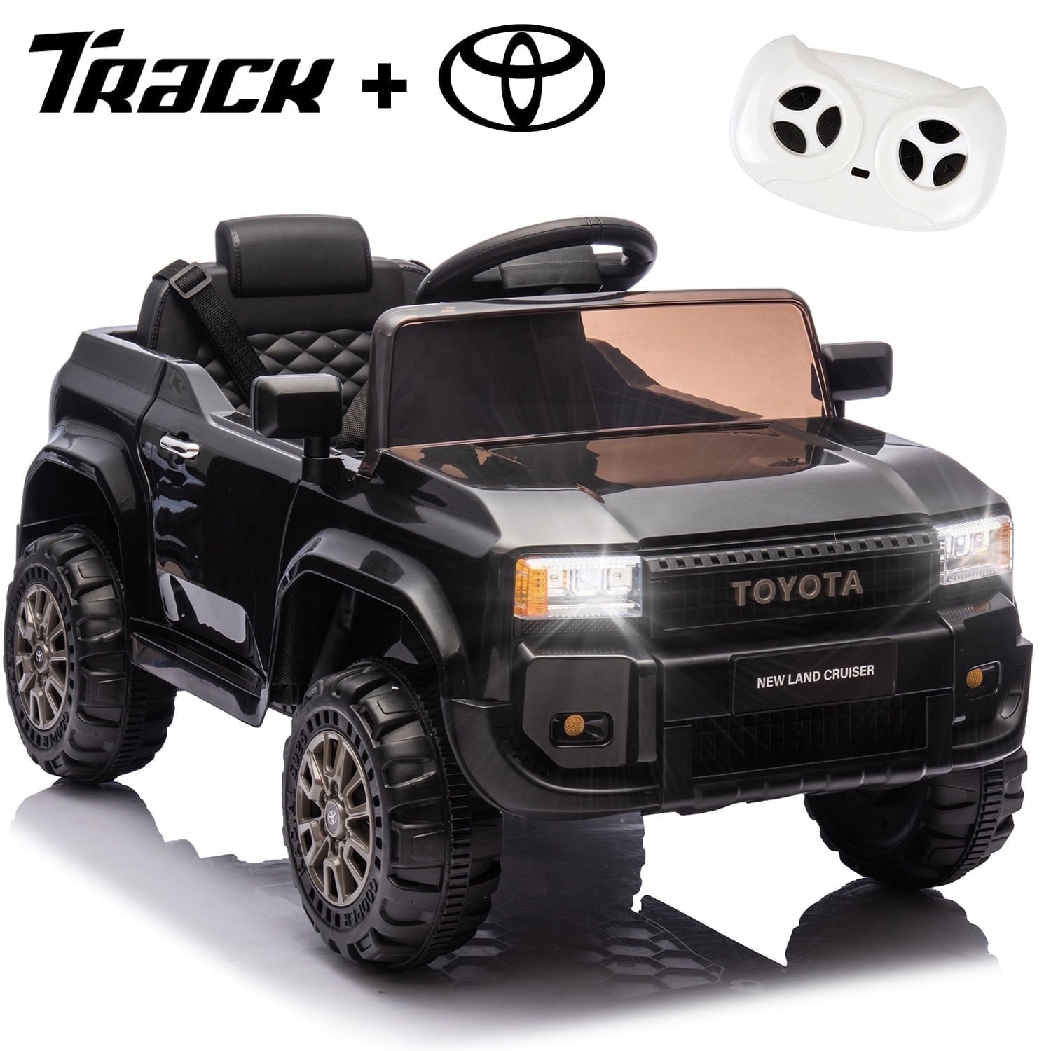 Track Seven 12V Ride on Car, Licensed Toyota LC250 Ride on Truck for Kids, Electric Car with Remote Control, Power Display, Music, Bluetooth, 12V Ride on Toy Car for Boys Girls Age 2+, Purple