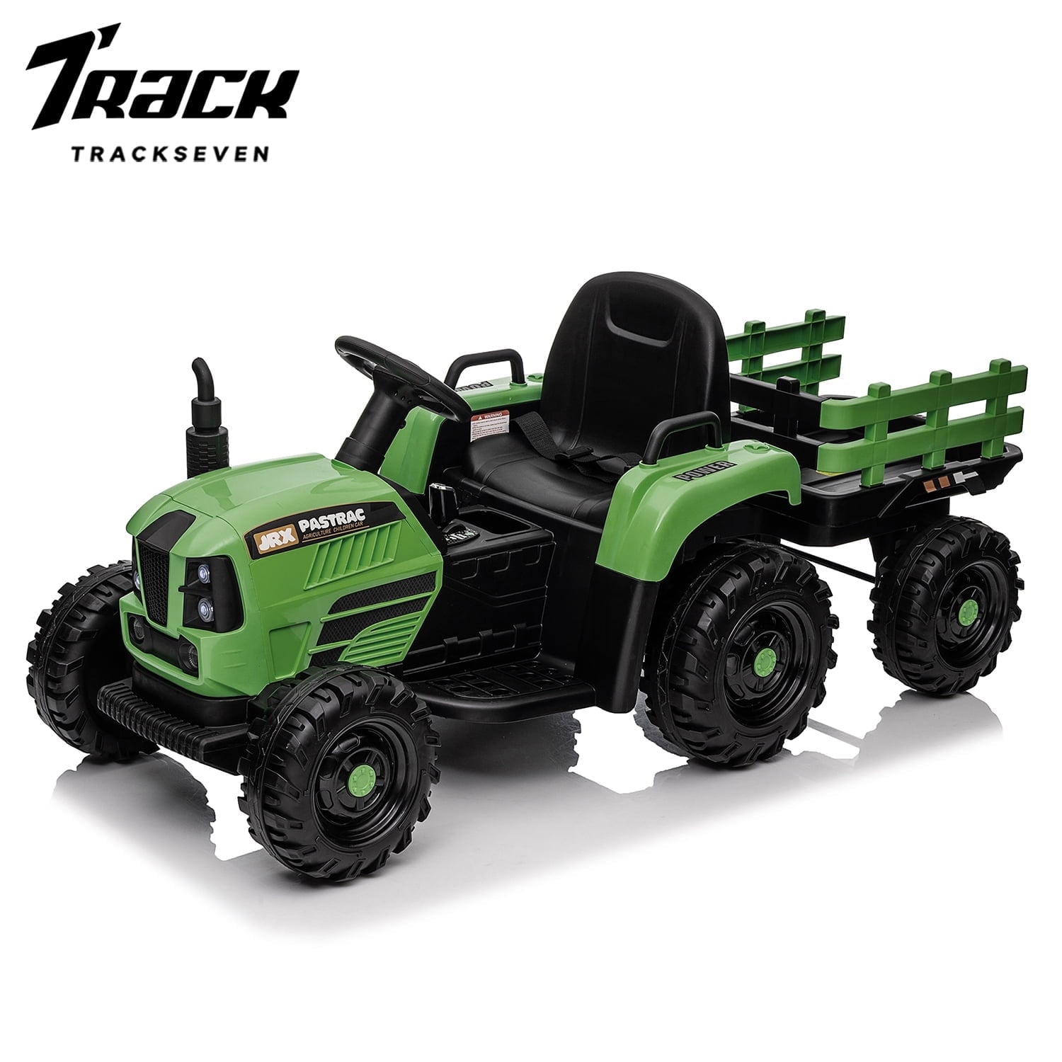 Track 7 12V Ride on Tractor with Trailer, 3-Gear-Shift Ground Loader, Kids Ride on Car with Remote Control, Bluetooth, Music, LED Lights, Electric Car for Boys Girls, Red