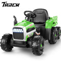 Track 7 12V Ride on Tractor with Trailer, Kids Electric Car with Remote Control, Bluetooth, MP3, LED Lights, 3-Gear-Shift Ground Loader, Ride on Car for Boys Girls, Pink