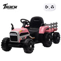 Track 7 12V Ride on Tractor with Trailer, Kids Electric Car with Remote Control, Bluetooth, MP3, LED Lights, 3-Gear-Shift Ground Loader, Ride on Car for Boys Girls, Blue