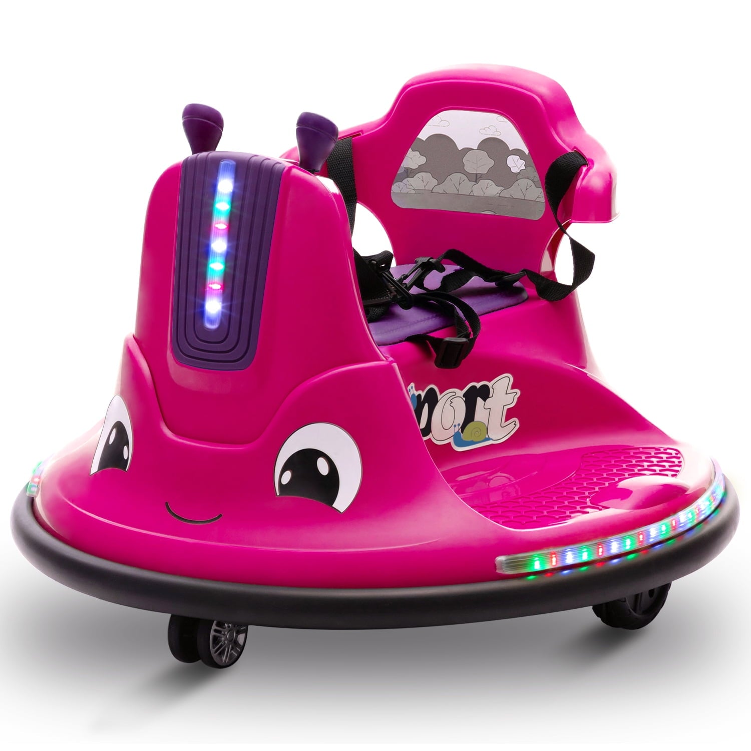Track 7 12V Ride on Bumper Car, 360 Spin Electric Car for Boys Girls, Remote Control, Lights, Music, Ride on car, Red