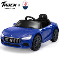 Track 7 12V Ride on Car, Licensed Maserati Ghibli Electric Car for Boys Girls, Ride on Car with Remote Control, Music, Lights, Blue