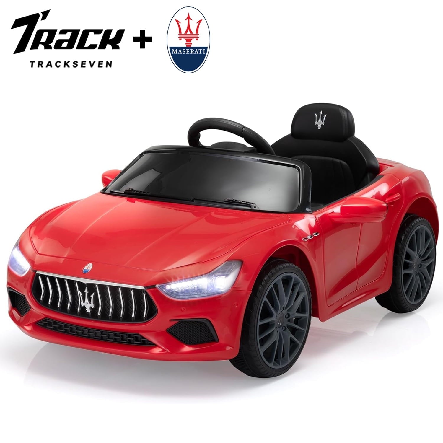 Track 7 12V Ride on Car, Licensed Maserati Ghibli Electric Car for Boys Girls, Ride on Car with Remote Control, Music, Lights, Blue