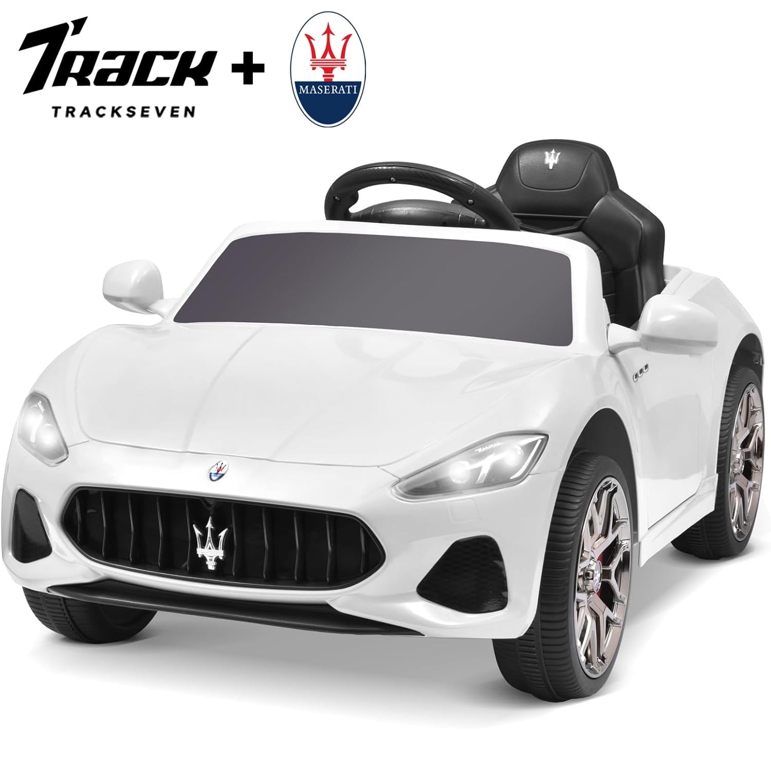 Track 7 12V Ride on Car, Licensed Maserati Ghibli Electric Car for Boys Girls, Ride on Car with Remote Control, Music, Lights, Blue