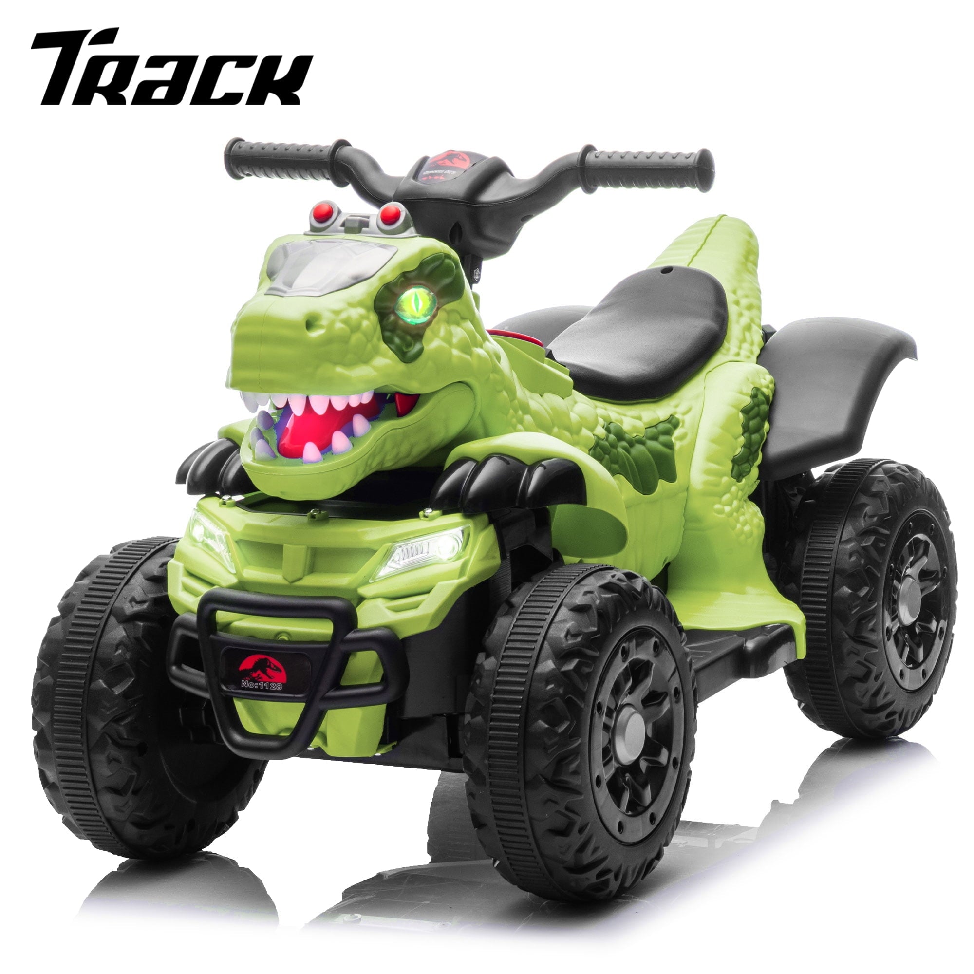 Track 7 12v Electric Ride-On Car, Dinosaur Shape Design, 2WD, Music, Bluetooth & Microphone, Indoor& Outdoor Ride-On Toy for Boys Girls Age 2-5, Yellow
