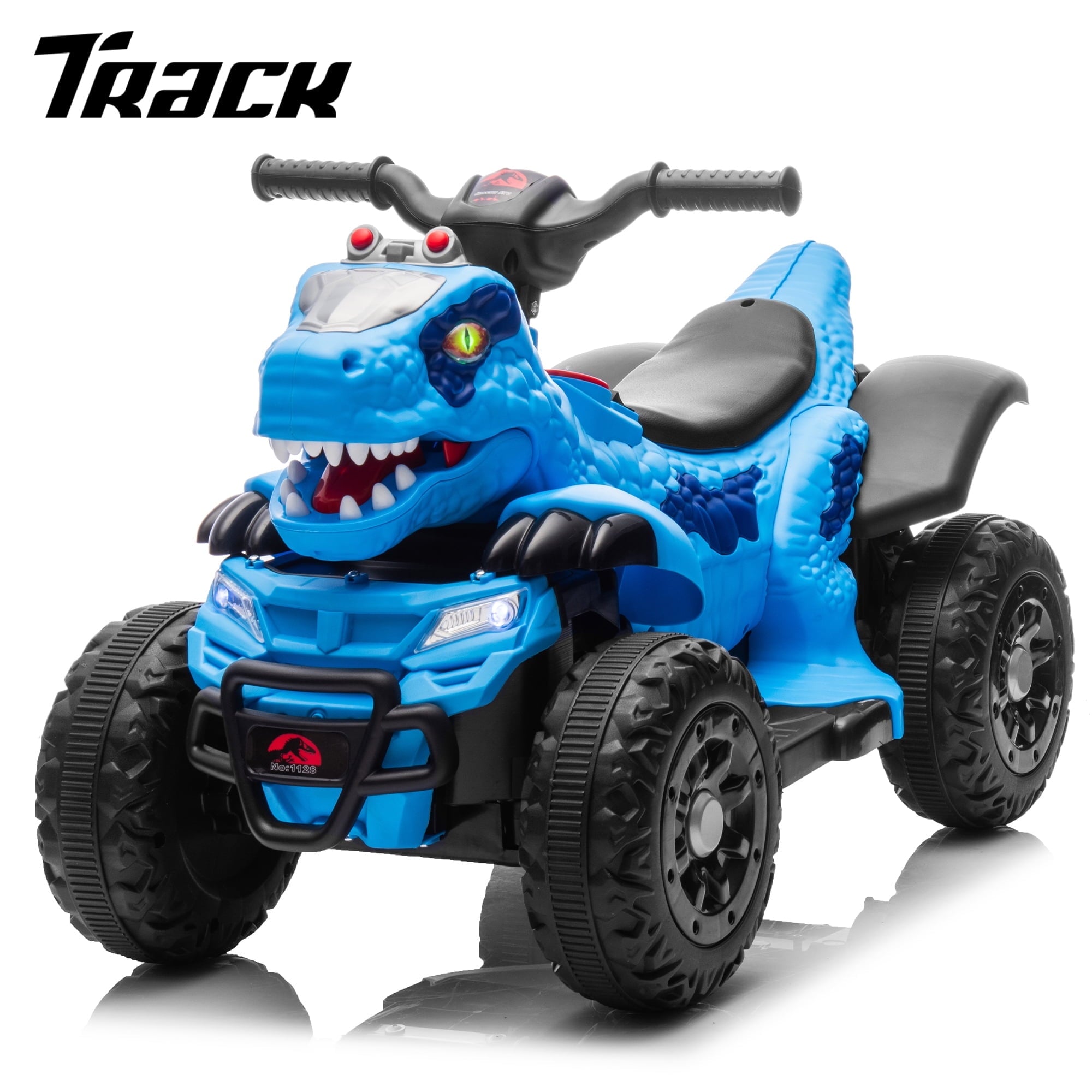 Track 7 12v Electric Ride-On Car, Dinosaur Shape Design, 2WD, Music, Bluetooth & Microphone, Indoor& Outdoor Ride-On Toy for Boys Girls Age 2-5, Yellow
