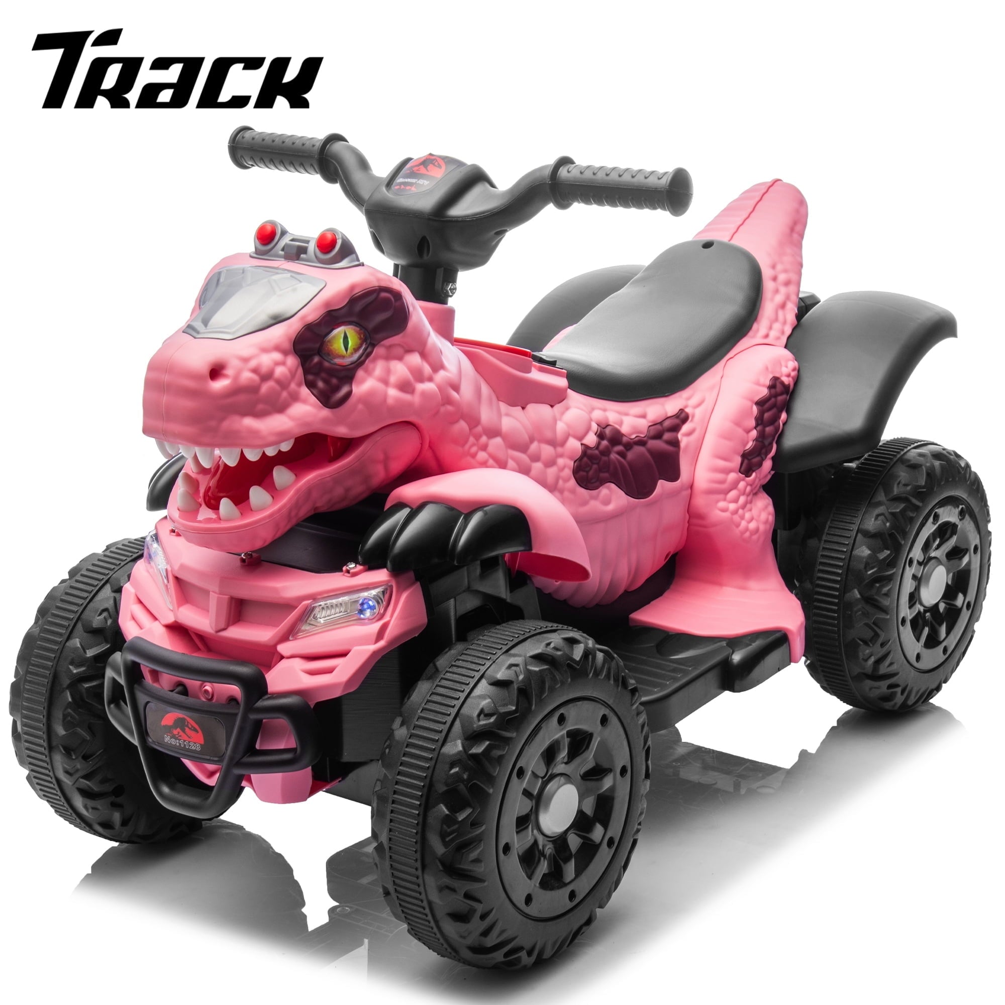 Track 7 12v Electric Ride-On Car, Dinosaur Shape Design, 2WD, Music, Bluetooth & Microphone, Indoor& Outdoor Ride-On Toy for Boys Girls Age 2-5, Yellow
