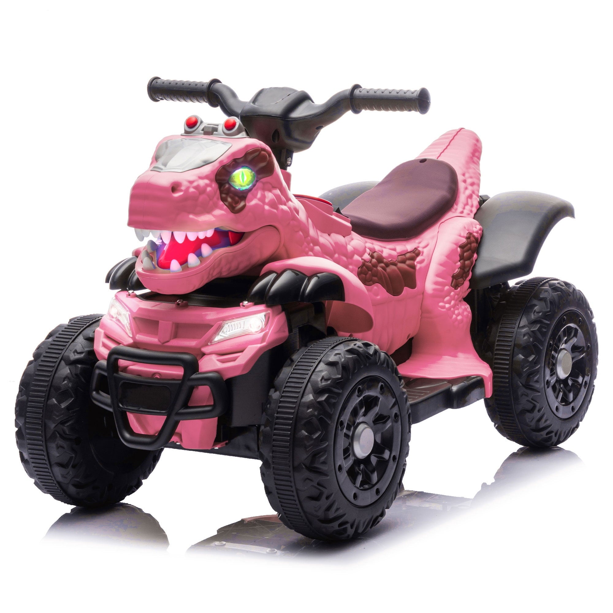 Track Seven 12V Ride-On ATV, Dinosaur Shape Electric Car, 2WD, Music, Bluetooth, Power Display, Indoor& Outdoor Ride-On Toy Car for Boys Girls Age 2+