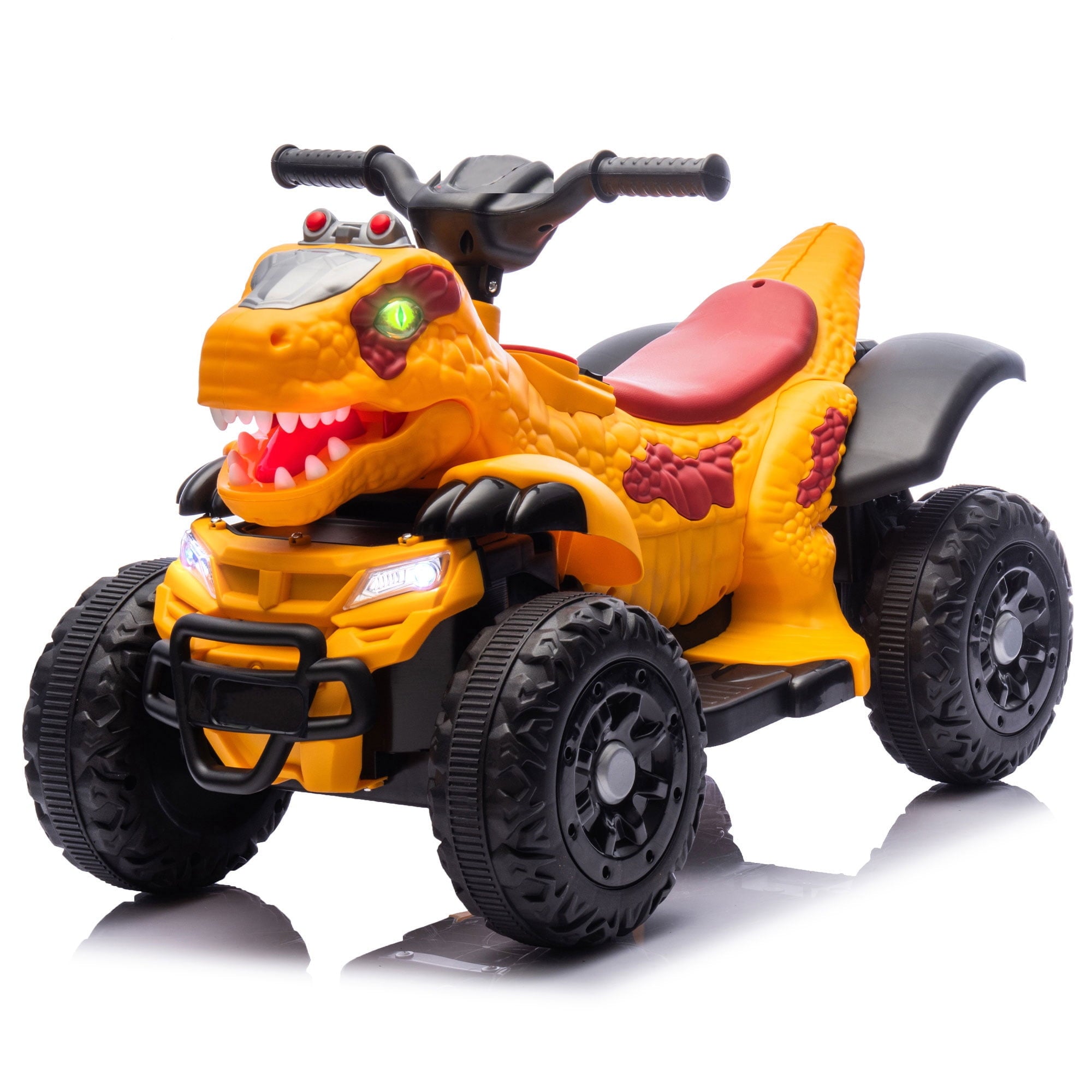Track Seven 12V Ride-On ATV, Dinosaur Shape Electric Car, 2WD, Music, Bluetooth, Power Display, Indoor& Outdoor Ride-On Toy Car for Boys Girls Age 2+