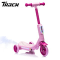 Track Seven Electric Scooter for Kids, 3 Wheels Kids Kick Scooter with Spray, LED Lights, PU Wheels, Wide Pedal, Music, Independent Light Switch, 6V Scooter for Boys Girls Toddlers Ages 3-6, Pink