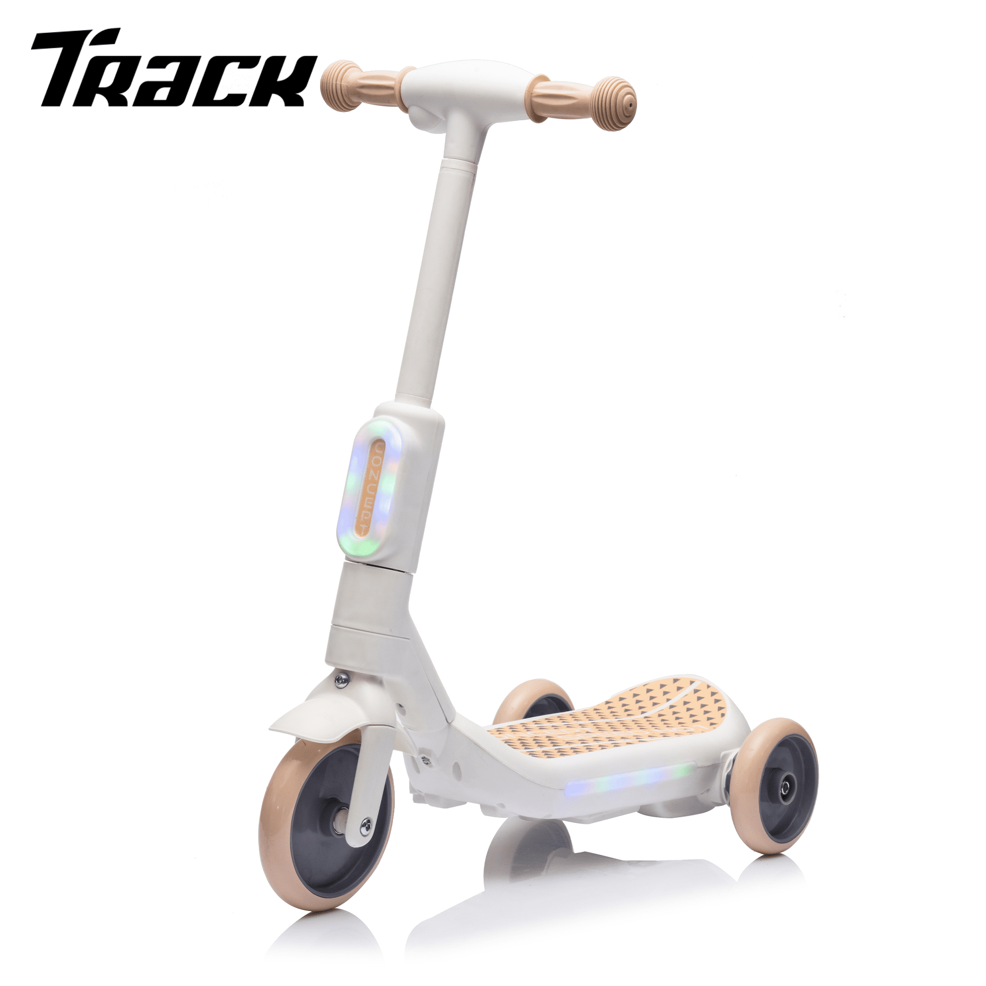 Track Seven Electric Scooter for Kids, 3 Wheels Kids Kick Scooter with Spray, LED Lights, PU Wheels, Wide Pedal, Music, Independent Light Switch, 6V Scooter for Boys Girls Toddlers Ages 3-6, Pink