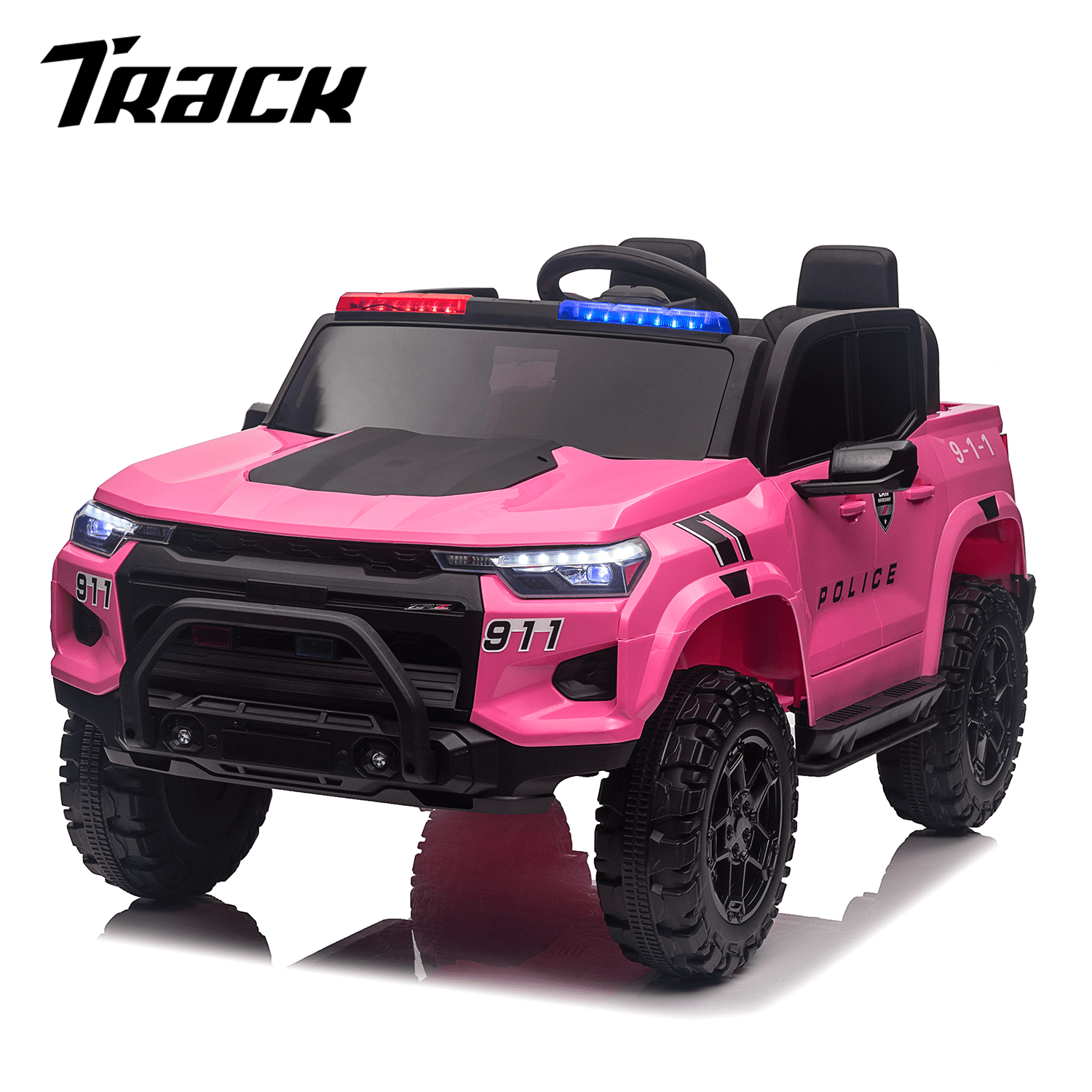 Track 7 24V 2-Seats Electric Pickup car for kid 3+, 2.4G Parents Remote Control, 3 speed adjustable, 2-Point Safety Belt, Pink