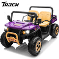Track 7 24V 2 Seater Ride on Car, 25.79" Width Large Seat, 24V Ride On UTV w/Remote Control, Automatic Tipping Bucket, Bluetooth, Portable Handle, Electric Car Truck for Boys Girls Age 3+, Purple