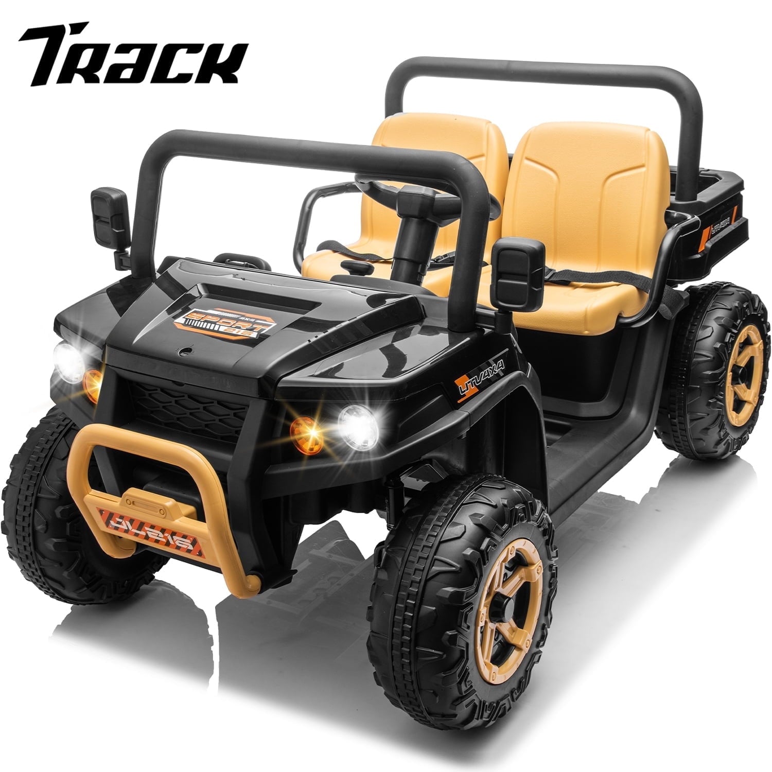 Track 7 24V 2 Seater Ride on Car, 25.79" Width Large Seat, 24V Ride On UTV w/Remote Control, Automatic Tipping Bucket, Bluetooth, Portable Handle, Electric Car Truck for Boys Girls Age 3+, Purple