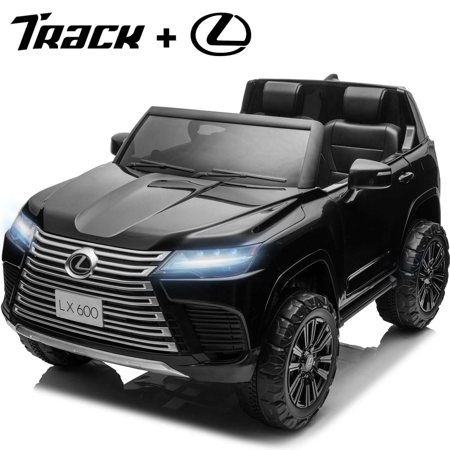 Track Seven 24V 2 Seater Ride on Car, Licensed LEXUS LX600 Electric Car with Remote, 20" Width Seat, Bluetooth, LED Lights, Key Start, Portable Handle, 24V Ride on for Boys Girls Age 3+, White