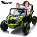 Track 7 24V 2-Seater Ride on UTV, 20" Large Seat, 2 x 200W Powerful Motors, 4.5 mph Max Speed, Ride on Car w/Remote Control, MP3, Lights, Battery Powered Electric Car for Boys Girls Age 3+, Green