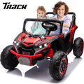 Track 7 24V 2-Seater Ride on UTV, 20" Large Seat, 2 x 200W Powerful Motors, 4.5 mph Max Speed, Ride on Car w/Remote Control, MP3, Lights, Battery Powered Electric Car for Boys Girls Age 3+, Red