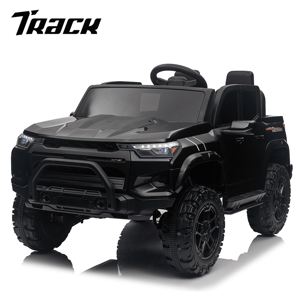 Track 7 24V 2-Seats Electric Pickup car for kid 3+, 2.4G Parents Remote Control, 3 speed adjustable, 2-Point Safety Belt, Black
