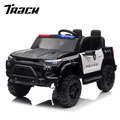 Track 7 24V 2-Seats Police Car for kid 3+, 3 speed adjustable, 2-Point Safety Belt, with Remote Control, Flashing Lights, Music, Spring Suspension, Black