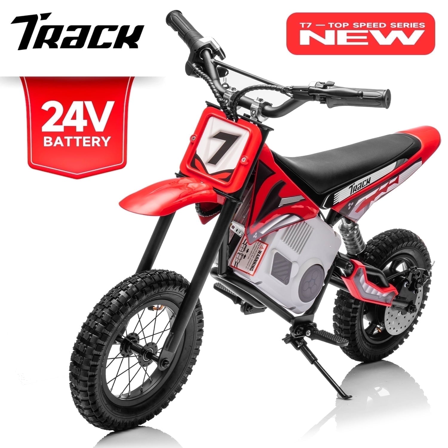 Track Seven 24V Electric Dirt Bike, 250W Ride on Motorcycle with Twist Grip Throttle, Hand-Operated Dual Brakes, Speed Up to 10 MPH, for Age 8-12, Blue