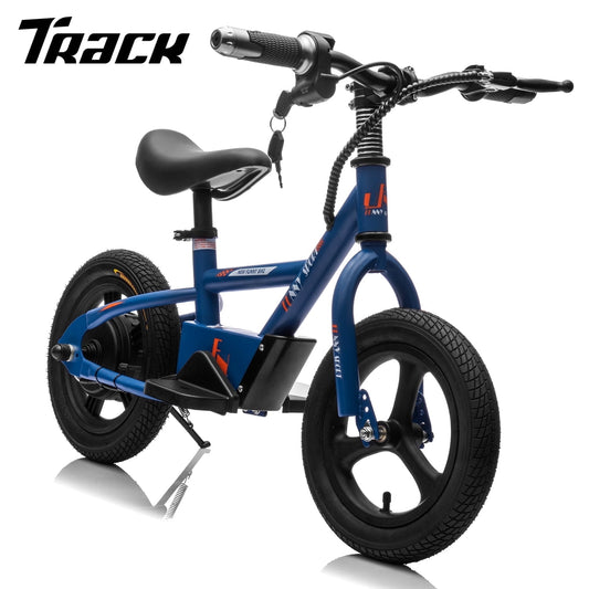 Track Seven 24V Electric Dirt Bike, Kids Electric Motorcycle, Max Speed 10 mph, Height Adjustable, Power Display, Hand-Operated Brakes, Electric Bike for Boys Girls Age 3+, 24V Ride on Car, Blue