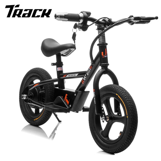 Track Seven 24V Electric Dirt Bike, Kids Electric Motorcycle, Max Speed 10 mph, Height Adjustable, Power Display, Hand-Operated Brakes, Electric Bike for Boys Girls Age 3+, 24V Ride on Car, Black