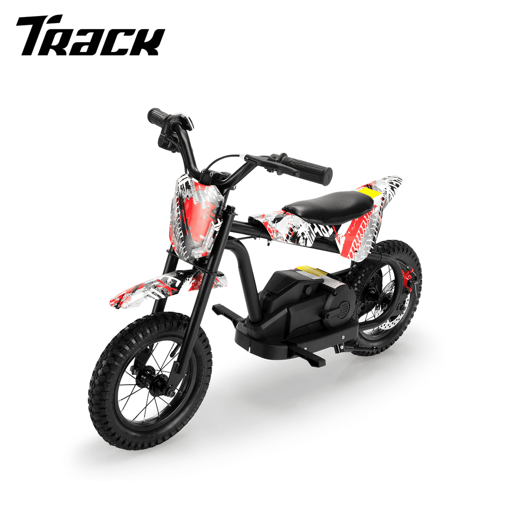 Track 7 24V Electric Dirt Bike, Kids Ride-On Motorcycle with LED Lights, Adjustable Speed, Rear Disc Brake, Power Display, Max Speed 13 mph, 24V Ride On Car Toy for Boys Girls Age 6+,Red