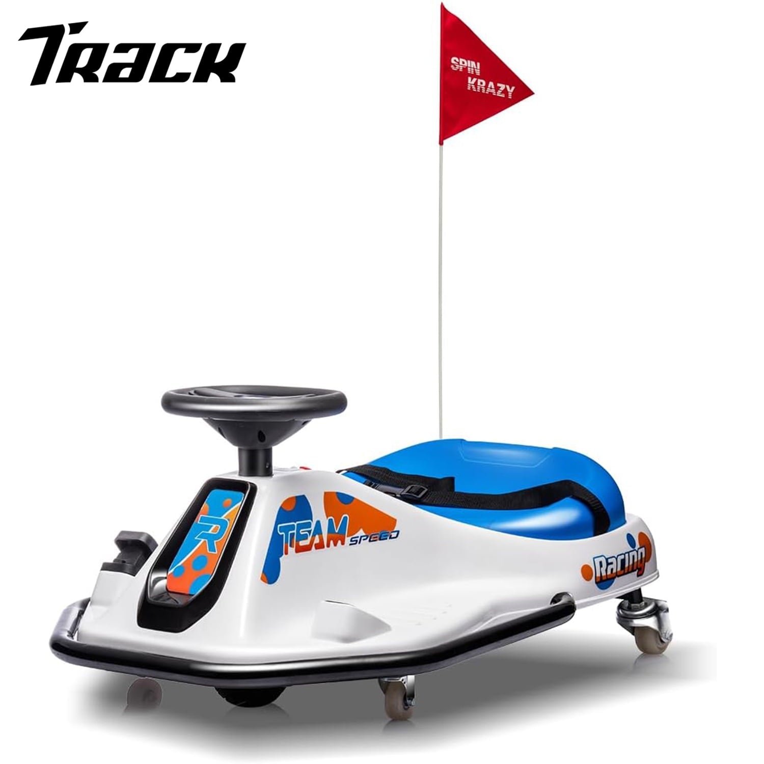 Track 7 24V Electric Drifting Go Kart for Kids, Kids Electric Go Kart w/360-Degree Spin, Music, Bluetooth, Flag, Drift Kart Up to 7.5 mph, Pink