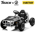Track 7 24V Electric Go Kart, Racing Go Kart, Independent Electronic Brake Foot Pedal, Durable Full Steel Frame, 7 Mph Max Speed Electric Go Kart, 24V Outdoor Ride On Car for Kids Age 6+, Black