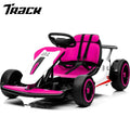 Track 7 24V Electric Ride-On Go Kart for Kids, 2x150W Powerful Motor,  Drift Kart with 5 MPH Max Speed, High/Low Speed,  Drift/Sports Mode,  Battery-Powered Drifting Car for Children, Rosy