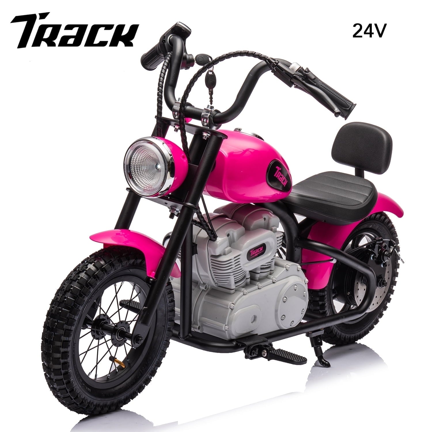Track 7 24V Eletric Dirt Bike for kids, Ride on Motorcycle with Twist Grip Throttle, Hand-Operated Dual Brakes, Speed Up to 10 MPH, for Age 8-12, Pink