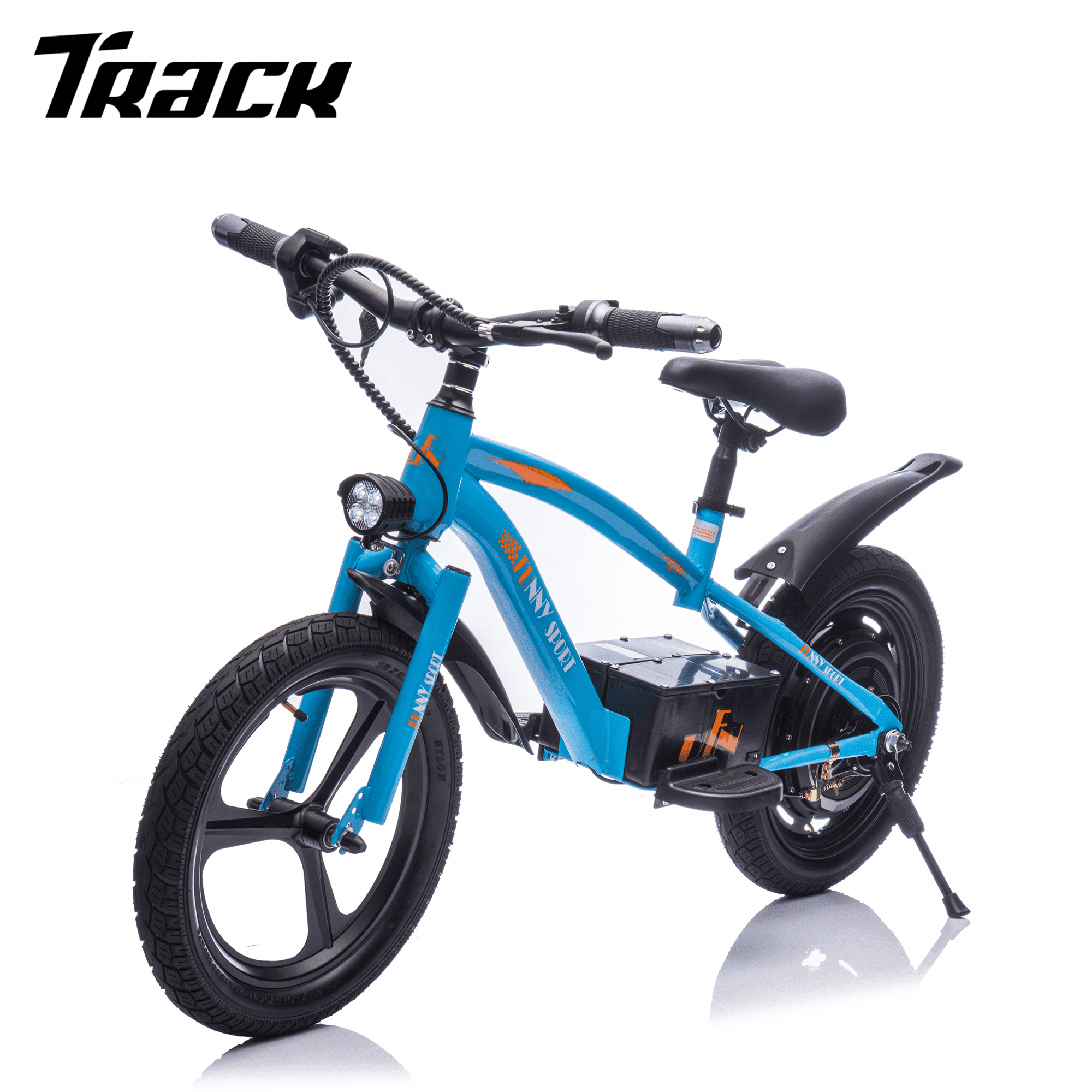 Track Seven 24V Kids Electric Dirt Bike, Ride on Mini Bike, 300W Super Power Motor, Up to 12.43 MPH, 16" Wheels, Adjustable Seat Height, Bright Headlight, Hand-Operated Brakes for Ages 5+, Red