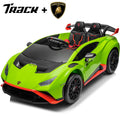 Track 7 24V Kids Ride on Car, Licensed Lamborghini STO Electric Car for Boys Girls, 2-Seater Ride on Drift Car with Remote Control, Music, 360° Spin, Max Speed 6mph, Green